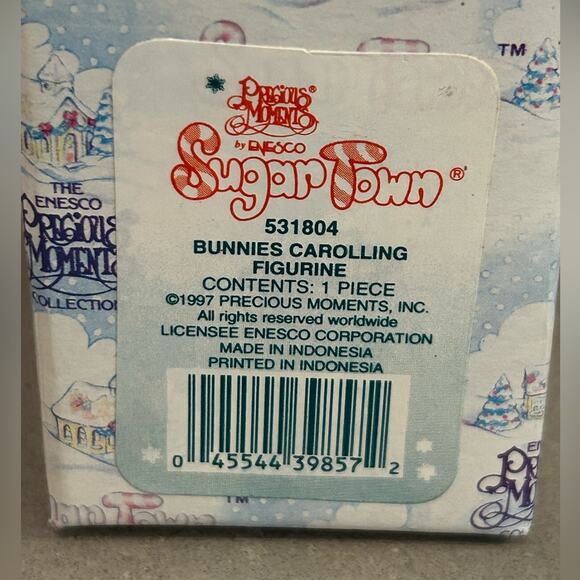 Precious moments sugar town caroling bunnies in box mistletoe Christmas holiday - Picture 4 of 5